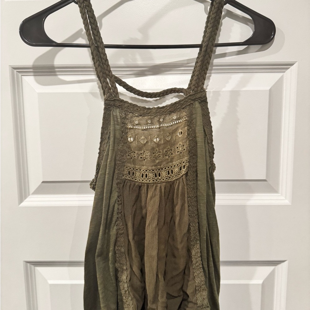 Boho Olive Green Sleeveless Top